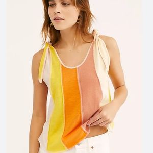 FREE PEOPLE WE THE FREE COLORBLOCK CAROUSEL SHOULDER TIE TANK ☆ SIZE SMALL